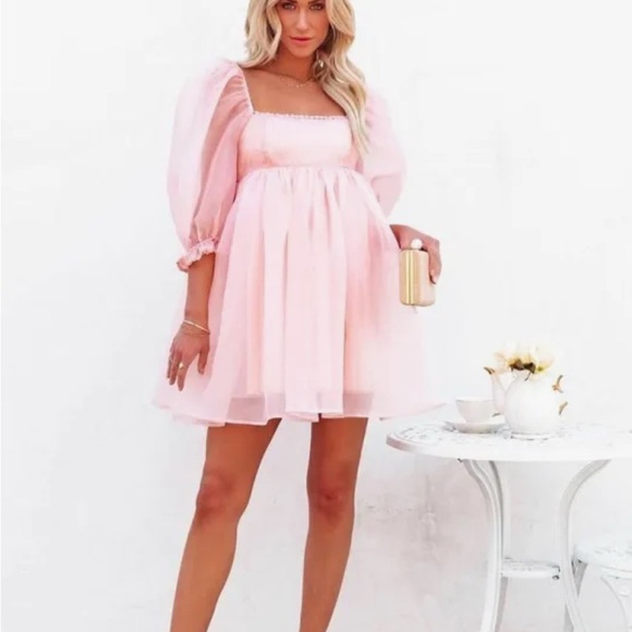 Vici Dresses & Skirts - Revolve Vici Lovers Puff Sleeve Baby Doll Pink Tulle Dress Size Small Coquette
